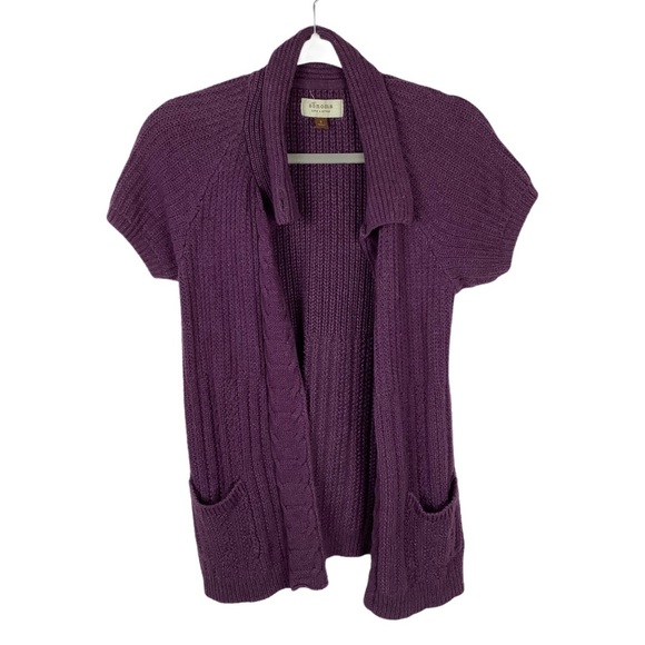 Sonoma Women Size Small Purple Button Front Short Sleeve Cardigan Sweater - Picture 1 of 6